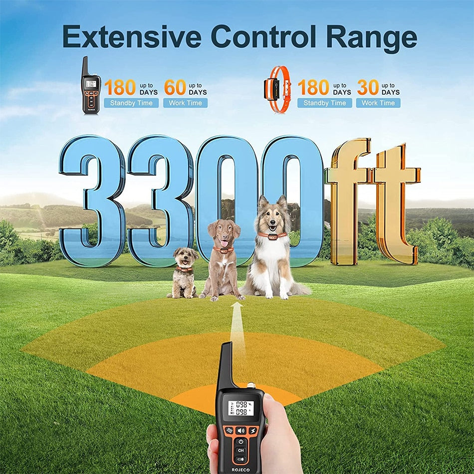 Remote Dog Training Shock Collar 1000m 1-2 Dogs PD529