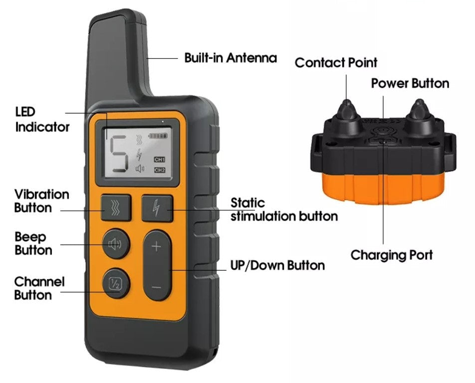 BARKAHOLICS® BH150R Remote Dog Training Shock Collar 1/2 Dogs 500m
