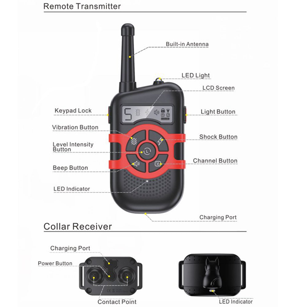 Remote Dog Training Shock Collar 500m 1-2 Dogs BH660